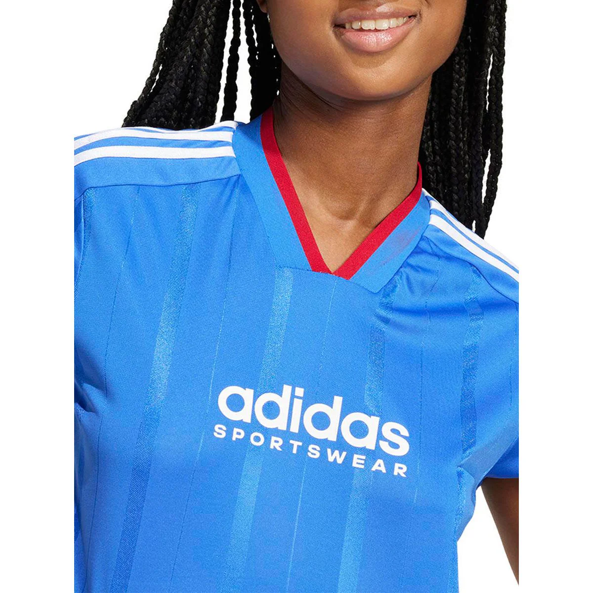 ADIDAS Tiro Cut 3-Stripes Crop Women's Football T-Shirt - Blue - L (ASIAN SIZE)