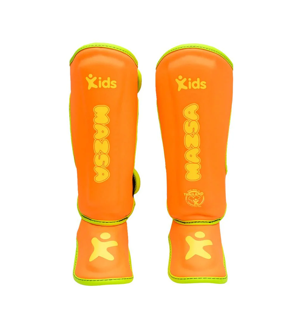 MAZSA Puj SEX1204700 Kids Boxing Shin Guards - Orange - L