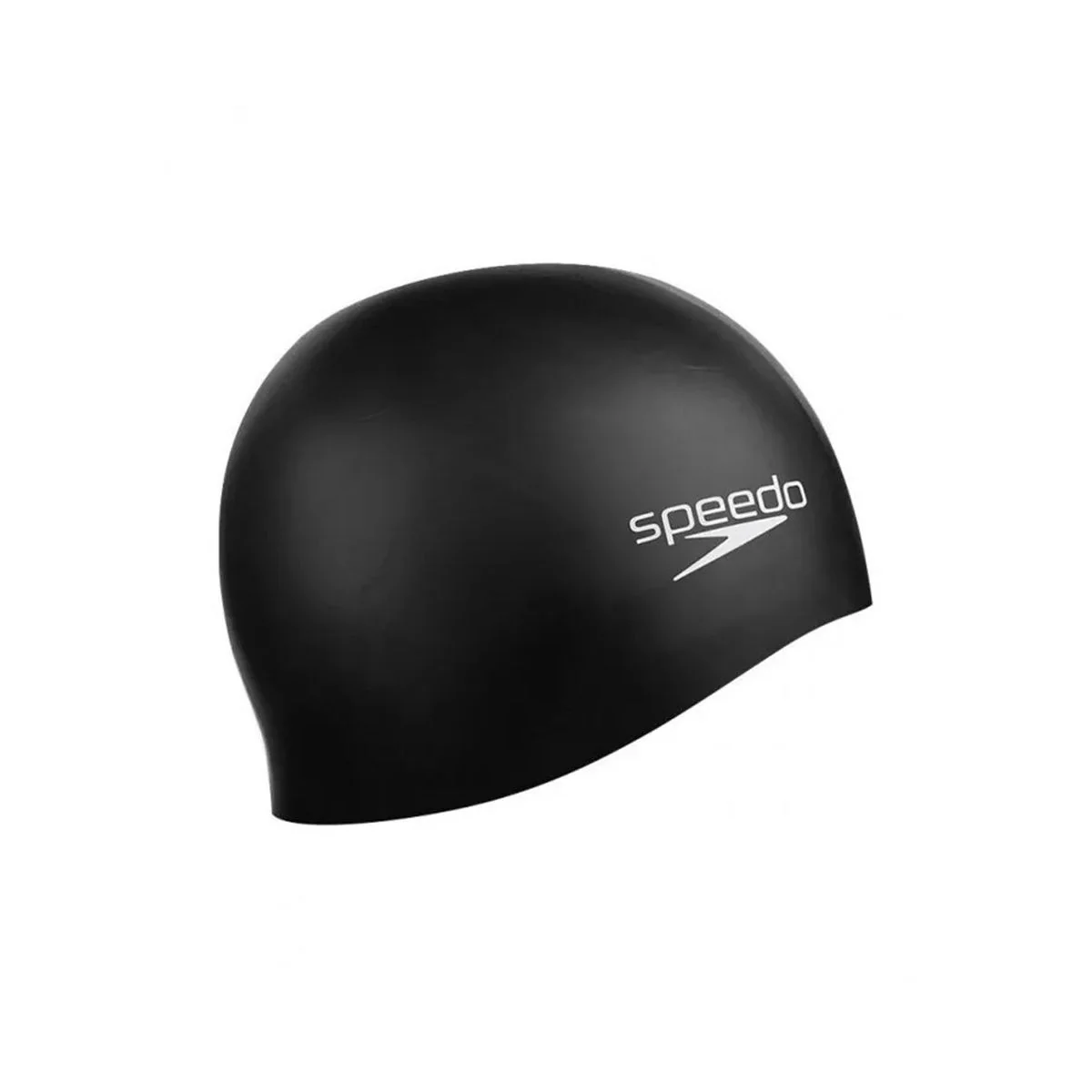 SPEEDO Plain Moulded Silicone Kids Swim Cap - Black - ONE SIZE