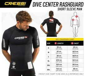 CRESSI Dive Center Man Rash Guard Short Sleeve - Black - 2XL