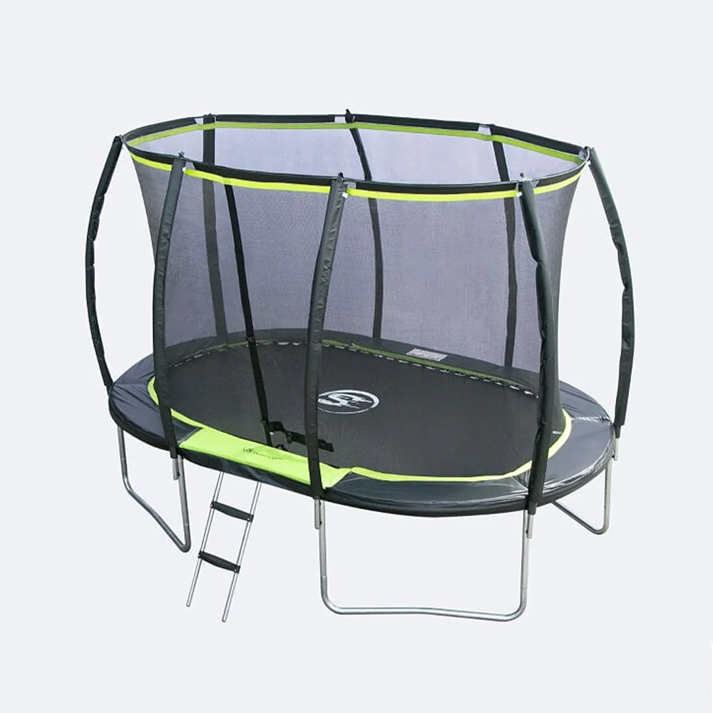 Smartplayonly แทรมโพลีนที่กระโดด รุ่นซุปเปอร์พรีเมียม ทรงวงรี ขนาด 7x10 ฟุต แถมฟรีแป้นบาส สีเขียว - Green - One Size