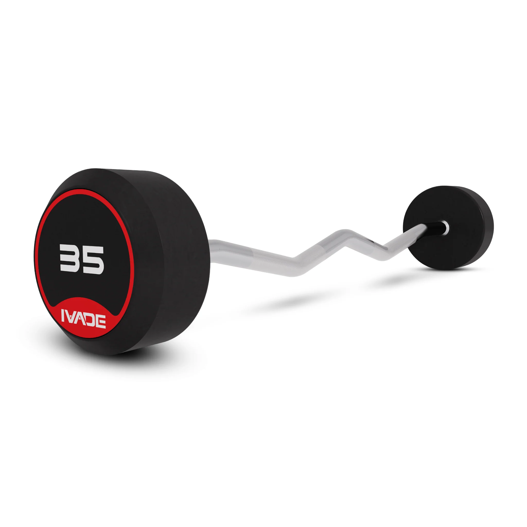 บาร์เบล แกนหยัก EZ หุ้มยาง IVADE - Black - 10KG