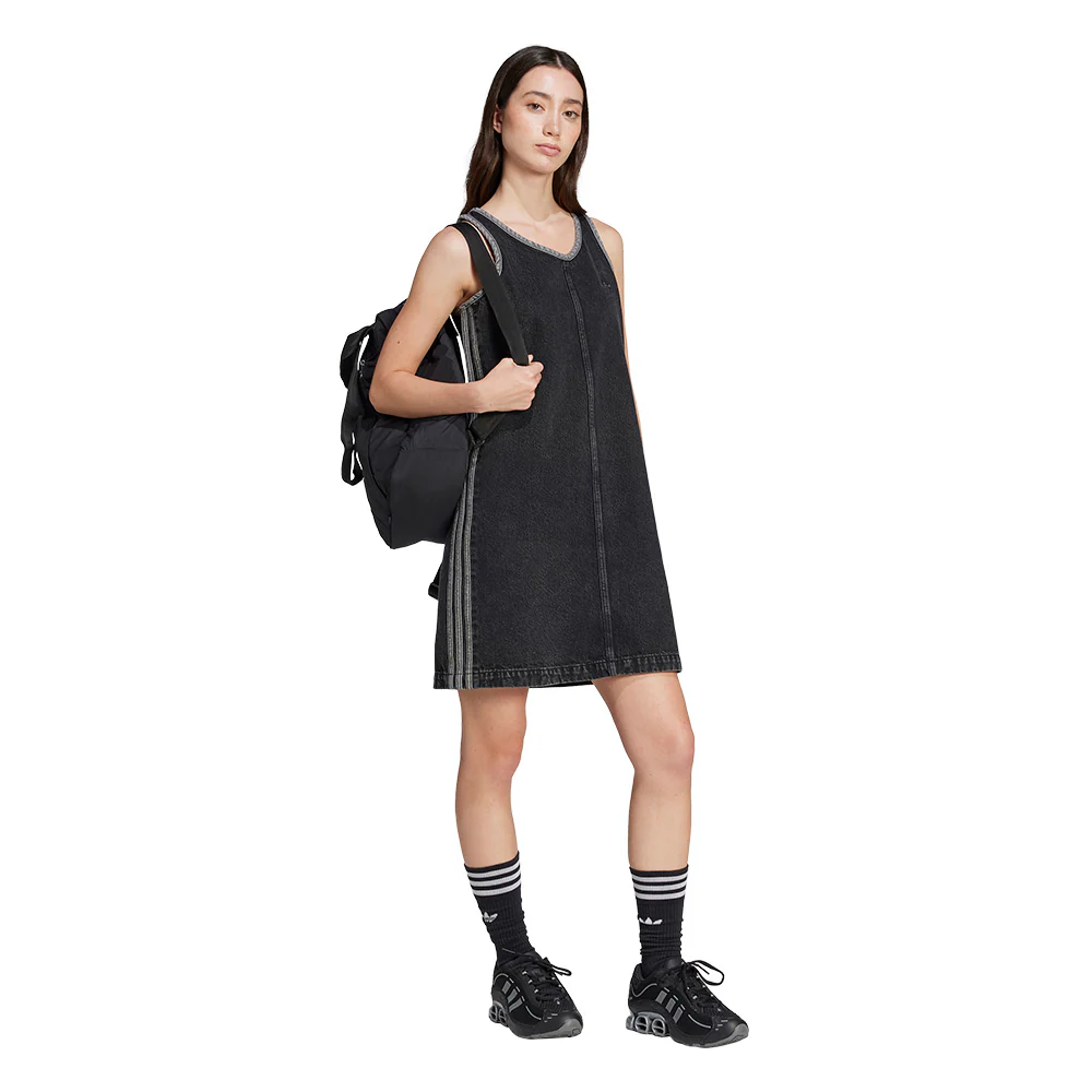 ADIDAS ORIGINALS Adicolor Denim 3-Stripes Tank Women's Dress - Black - 2XL (ASIAN SIZE)