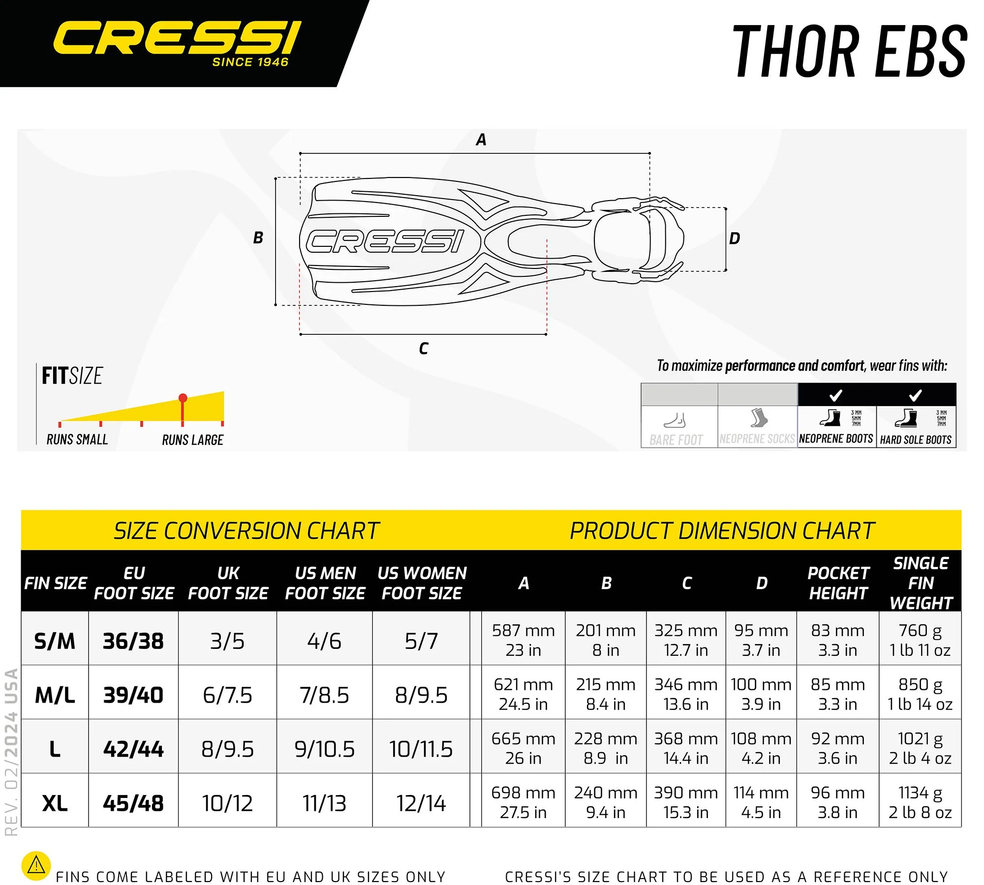 CRESSI Thor Ebs Fins Black - Black - L