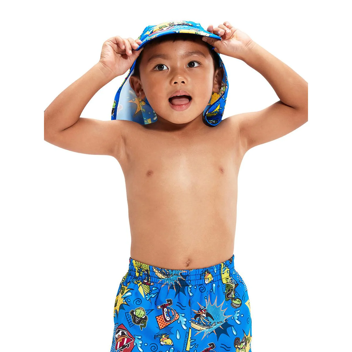 SPEEDO Learn To Swim Sun Protection Boys  Swim Hat - Blue - L (UK SIZE)