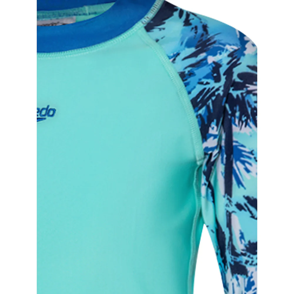 SPEEDO Printed Long Sleeve Boys Rashguard - Blue - 11-12 YEARS