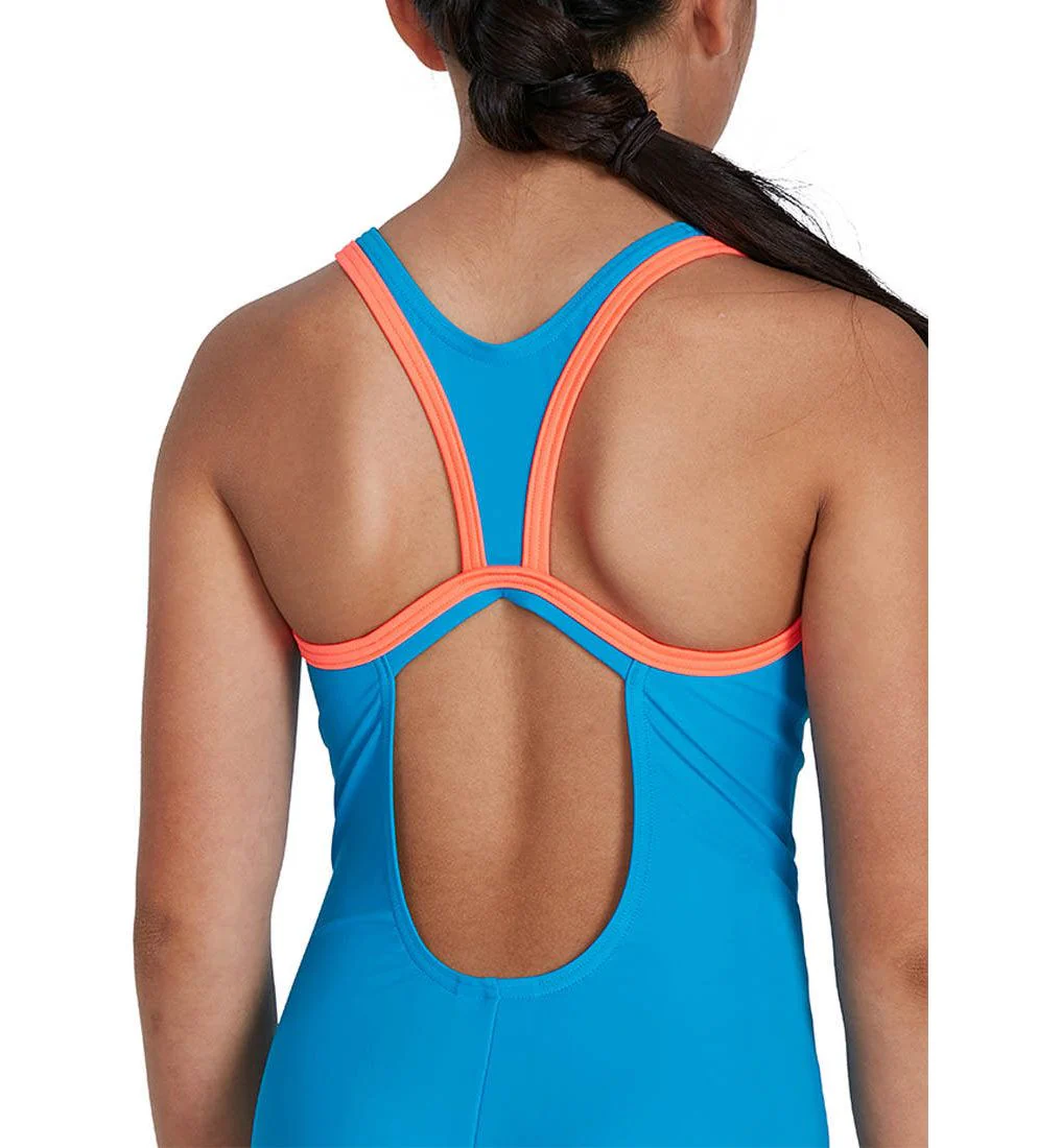 SPEEDO Boom Logo Placement Flyback Girls Swimsuit - Blue - 11-12 YEARS