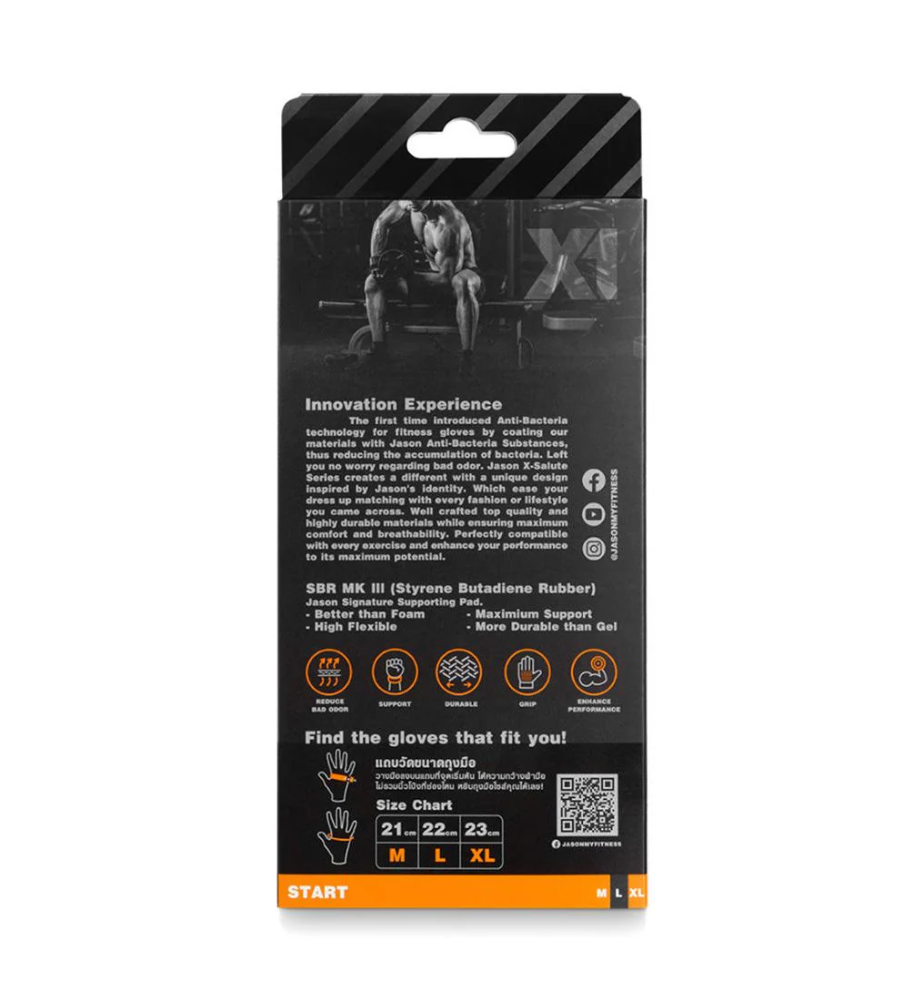 JASON X-Salute-I Men's Training Gloves - Black - L (US SIZE)