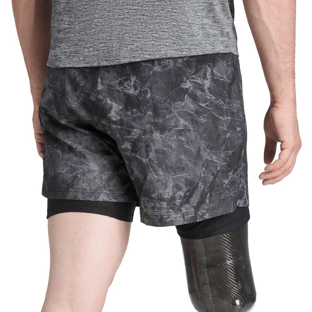 ADIDAS Own The Run Spray Dye 2-In-1 Men's Running Shorts - Grey - 2XL (ASIAN SIZE)