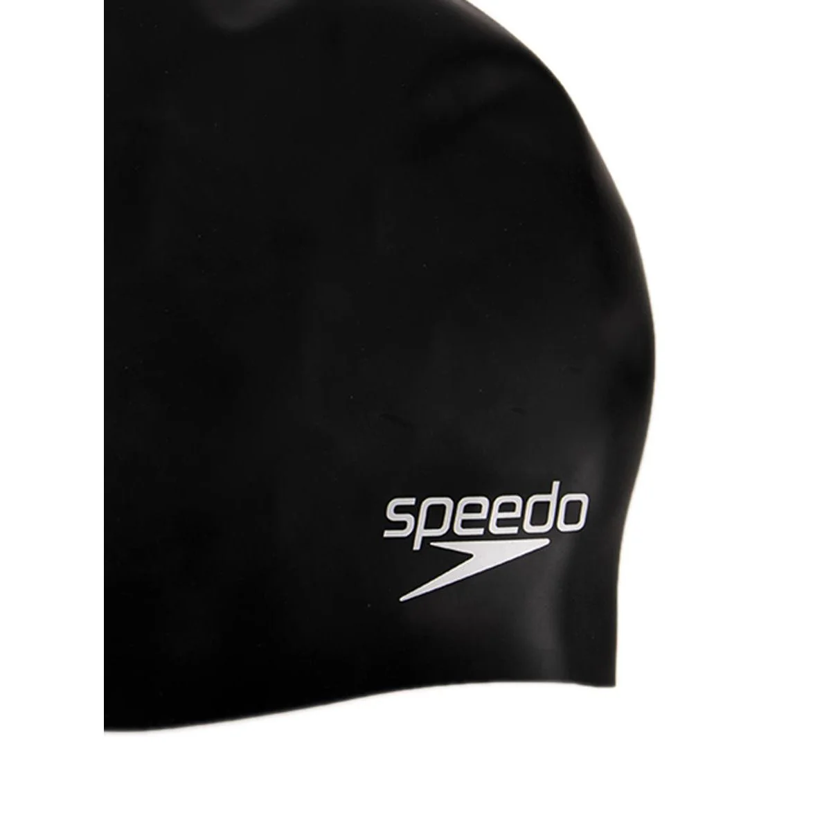 SPEEDO Plain Moulded Silicone Kids Swim Cap - Black - ONE SIZE