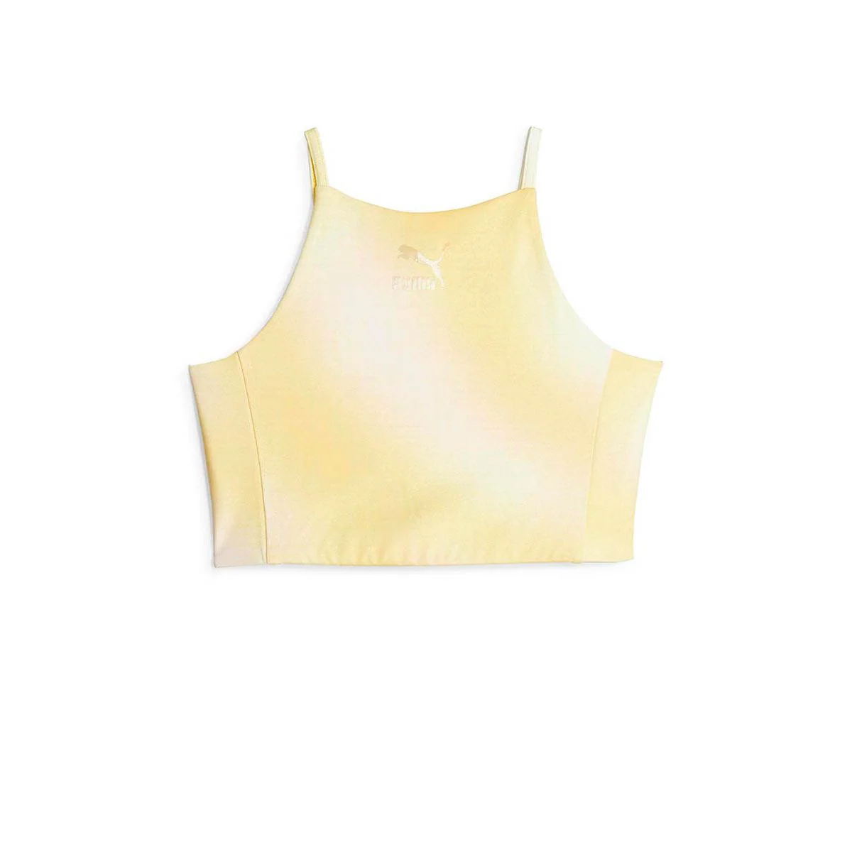 PUMA Classics Beach Days Crop Top Women's Sports Bra - Yellow - M (UK SIZE)