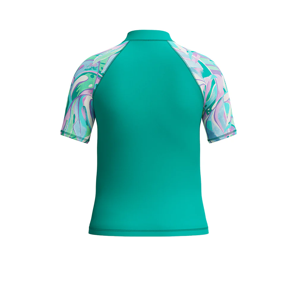 SPEEDO Printed Short Sleeve Girls Rashguard - Green - 11-12 YEARS