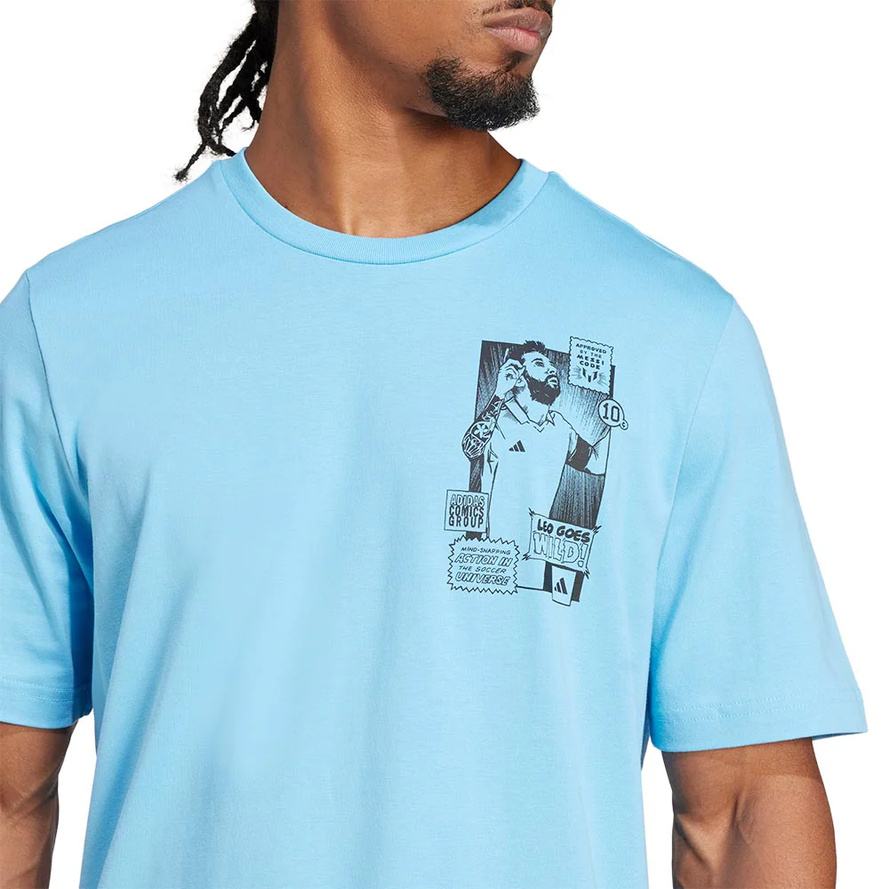 ADIDAS Messi Icon Graphic Men's Football T-Shirt - Blue - 2XL (UK SIZE)