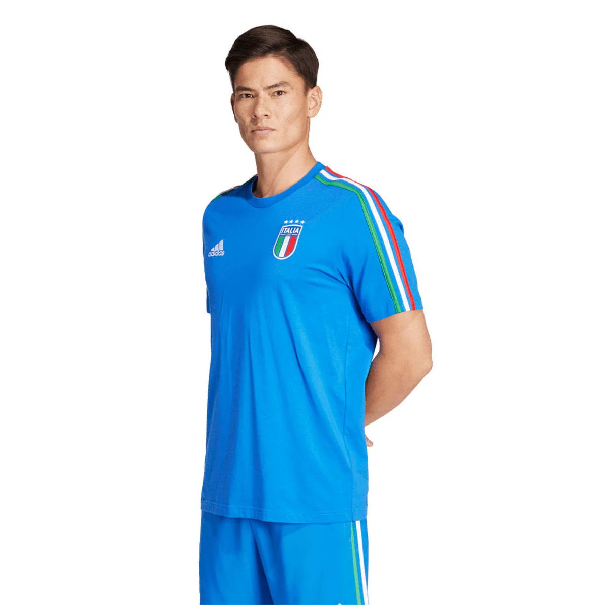 ADIDAS Italy DNA 3-Stripes Men's Football T-Shirt - Blue - 2XL (UK SIZE)