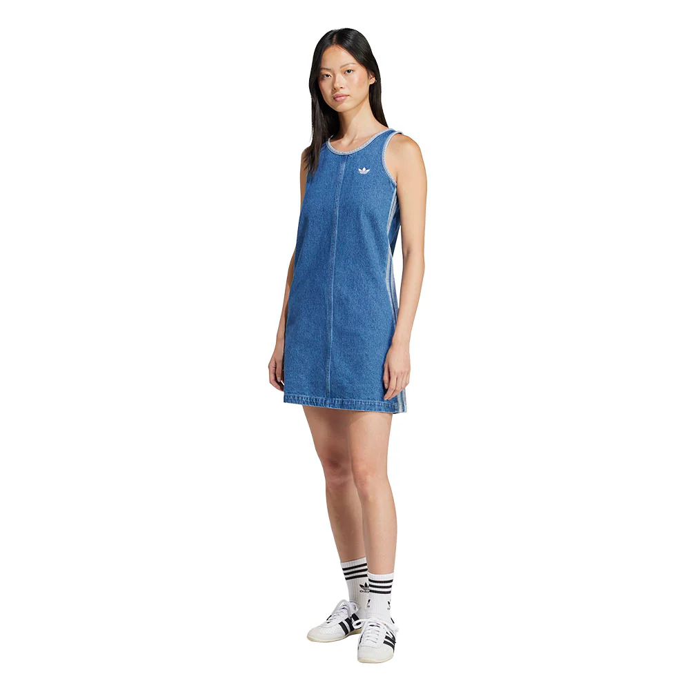 ADIDAS ORIGINALS Adicolor Denim 3-Stripes Women's Dress - Blue - 2XL (ASIAN SIZE)