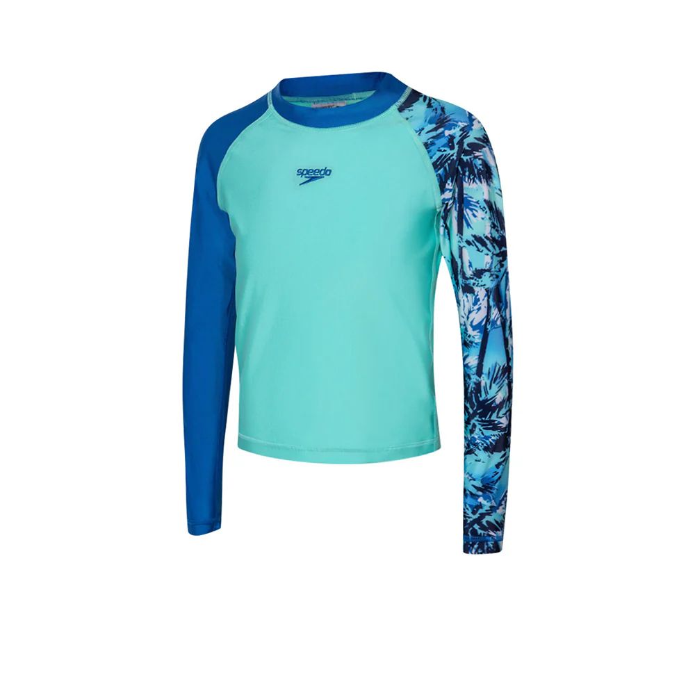 SPEEDO Printed Long Sleeve Boys Rashguard - Blue - 11-12 YEARS