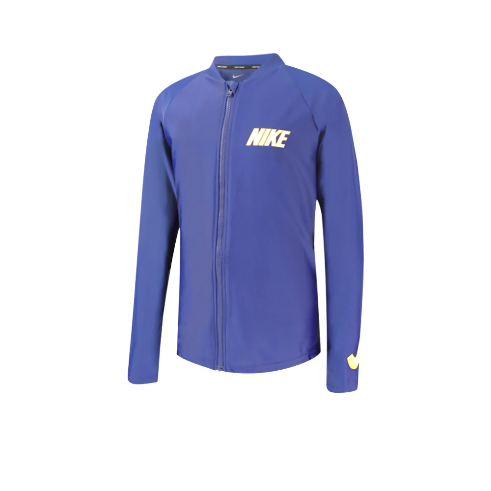 NIKE Long-Sleeve Zip Hydroguard Boys Rashguard - Blue - L (US SIZE)
