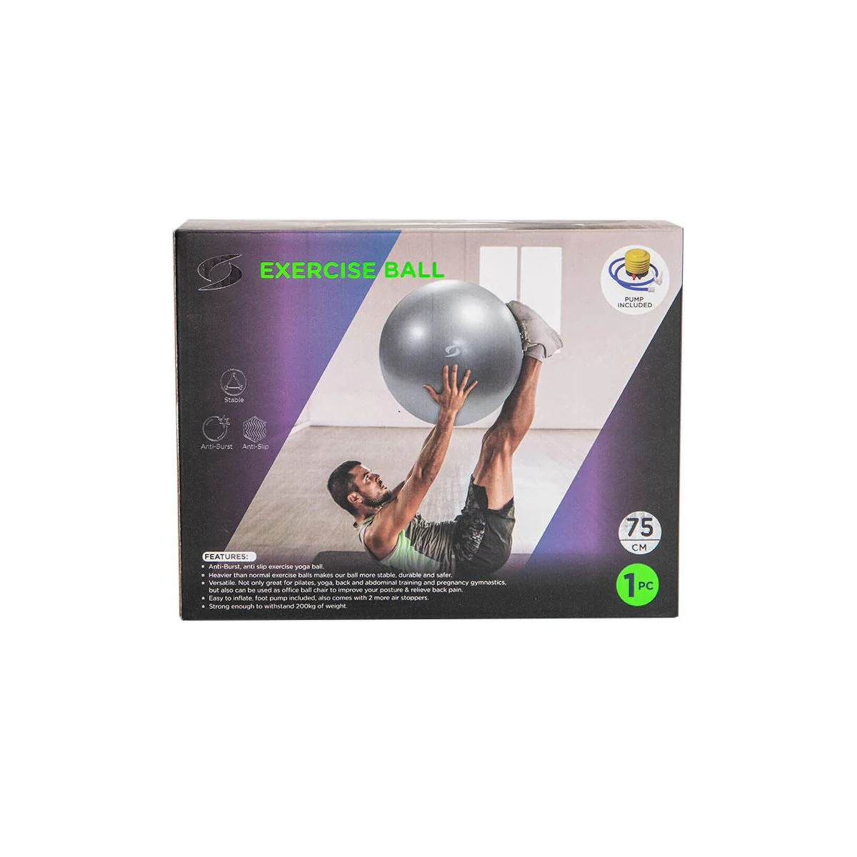 S SPORTS SC-YB075B Gym Ball - Silver - ONE SIZE