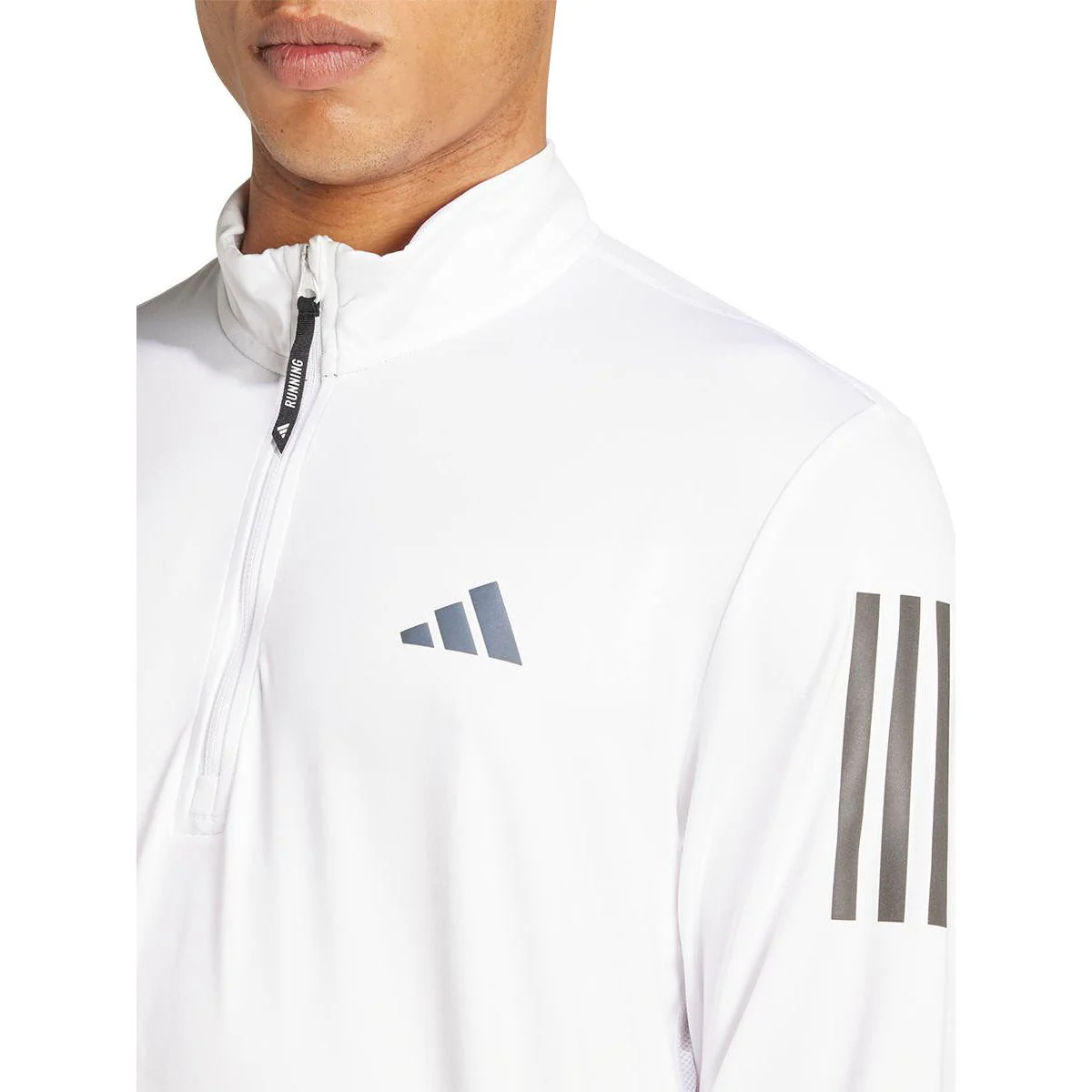 ADIDAS Own the Run Half-Zip Men's Running Sweatshirt - White - L (UK SIZE)