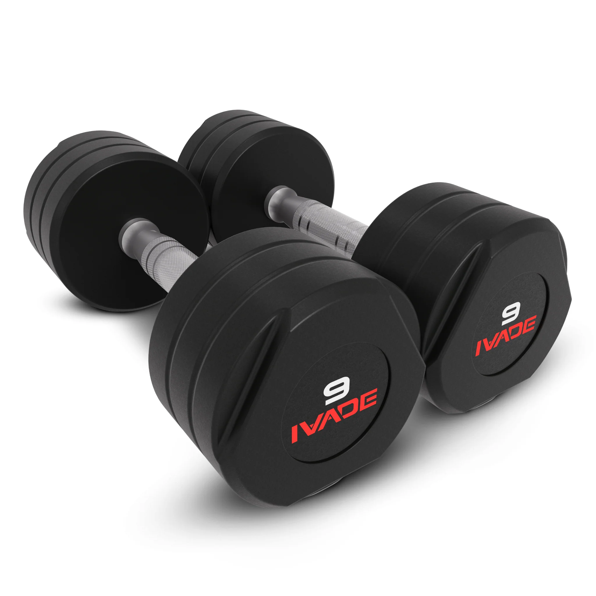 ดัมเบล STUDIO หุ้มยาง IVADE (MD2123) - Black - 10KG x 2 ชิ้น