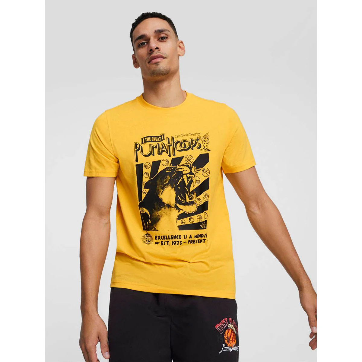 PUMA TSA 5 Men's Basketball T-Shirt - Yellow - L (UK SIZE)