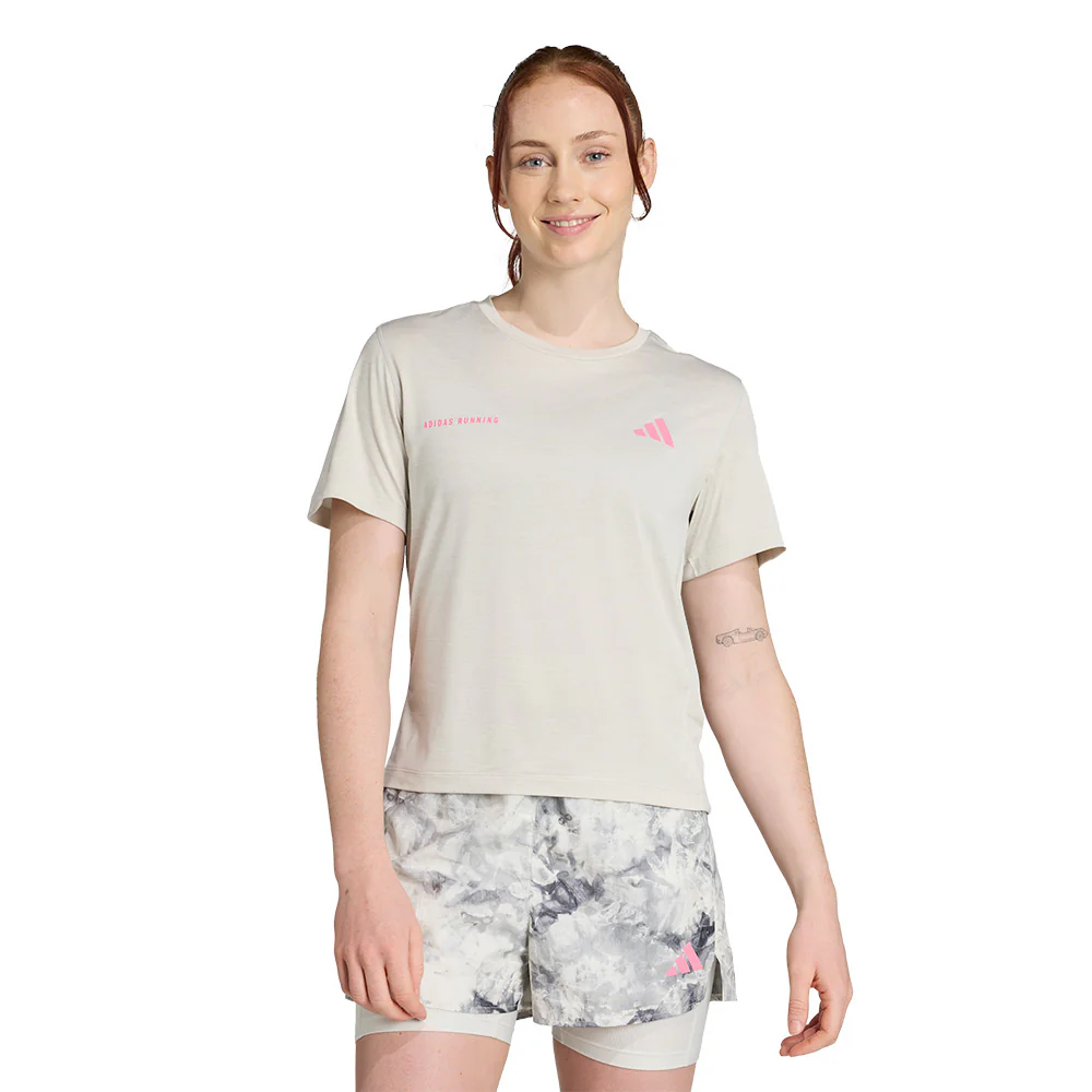 ADIDAS Own The Run Melange Women's Running T-Shirt - Beige - 2XL (ASIAN SIZE)