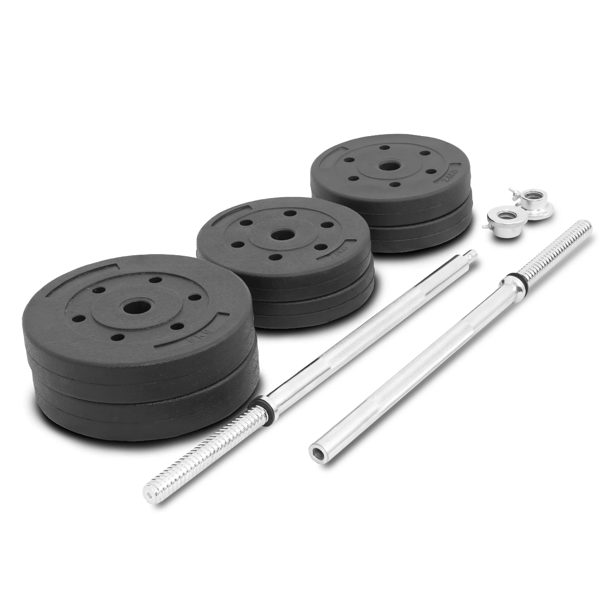 ชุดบาร์เบล แกนตรง STRAIGHT ปรับน้ำหนัก 25กิโล (แผ่น 20 กิโล + บาร์ 5 กิโล) - Black - ONE SIZE