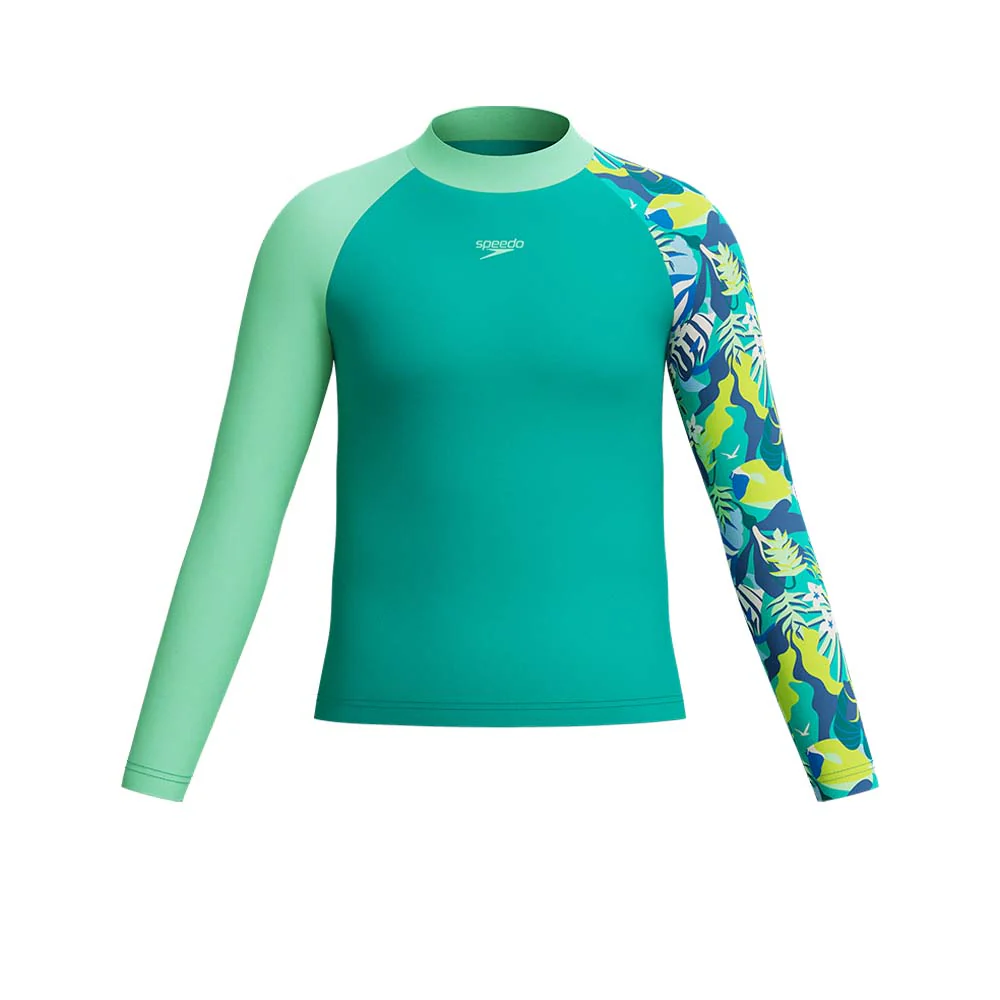SPEEDO Long Sleeve Turquoise Boys Rashguard - Blue - 11-12 YEARS