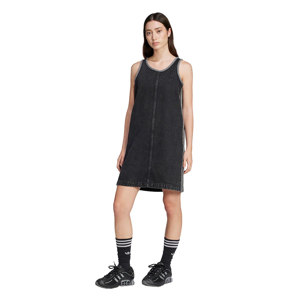 ADIDAS ORIGINALS Adicolor Denim 3-Stripes Tank Women's Dress - Black - 2XL (ASIAN SIZE)