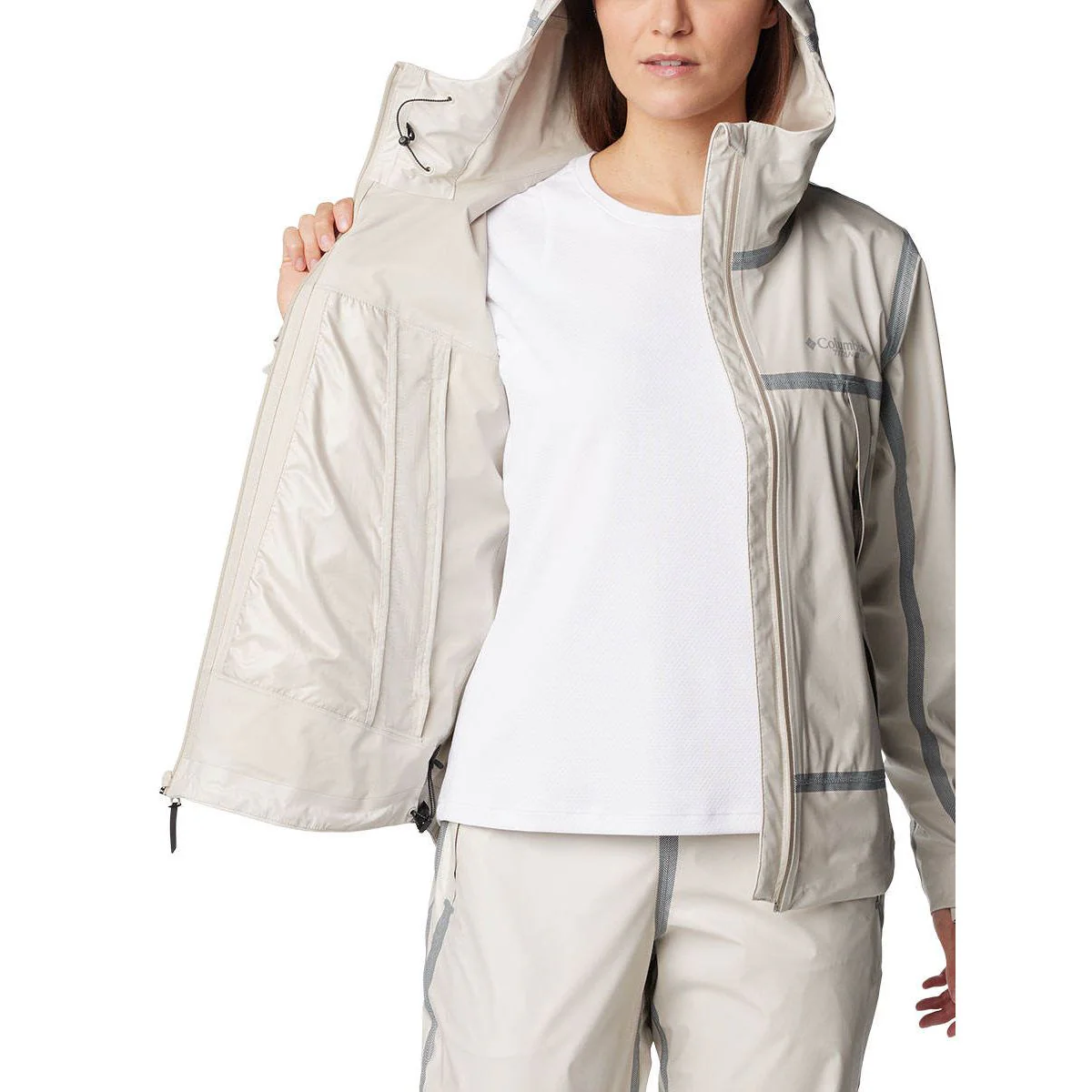 COLUMBIA Wyldwood™ Waterproof Hiking Shell Women's Jacket - Beige - L (US SIZE)