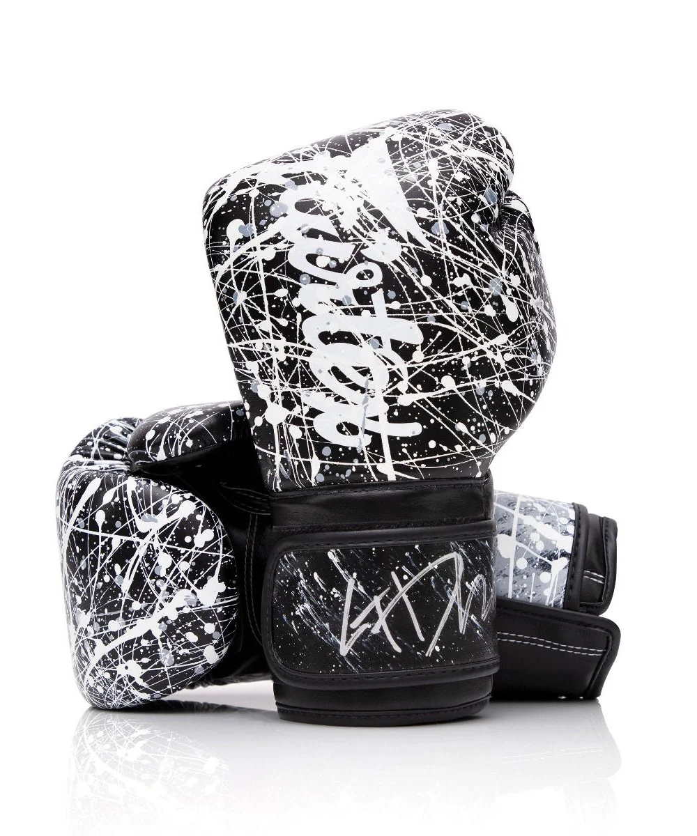 Fairtex Microfiber Gloves - Art collections - Black/White Painter - Black - 10 oz