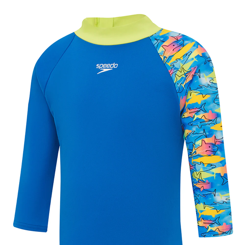 SPEEDO Under The Sea Long Sleeve Boys Rashguard - Blue - 2 YEARS