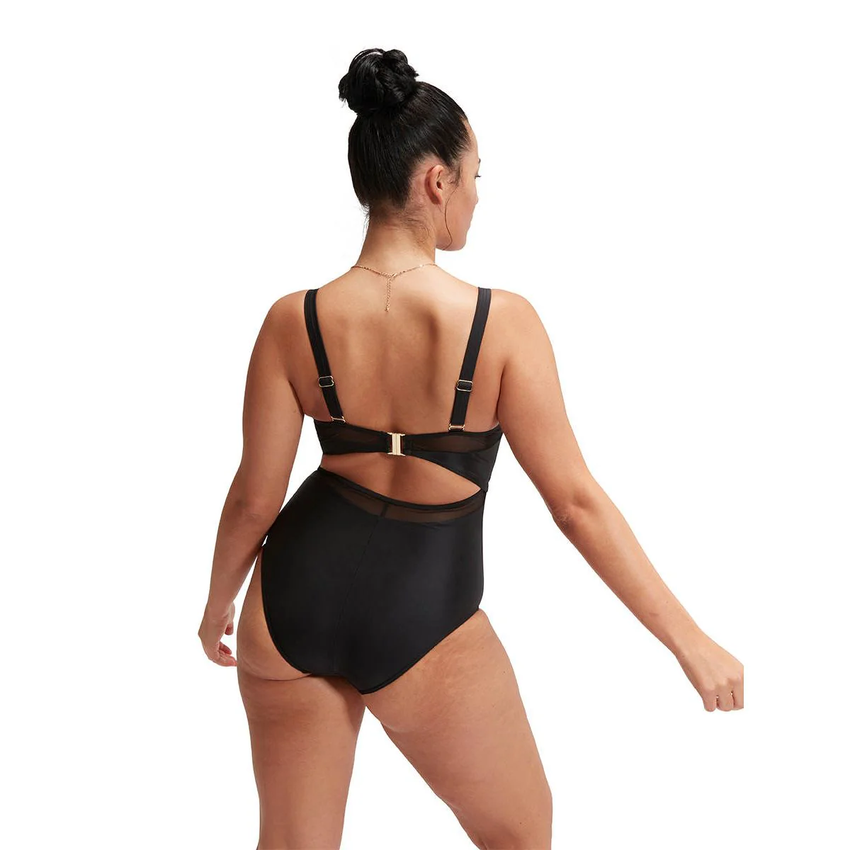 SPEEDO Shaping Mesh Detail One Piece Women's Swimsuit - Black - 34 INCHES