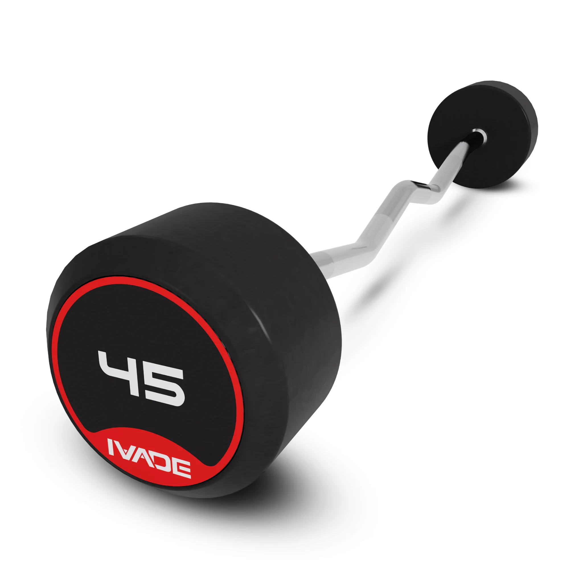 บาร์เบล แกนหยัก EZ หุ้มยาง IVADE - Black - 10KG