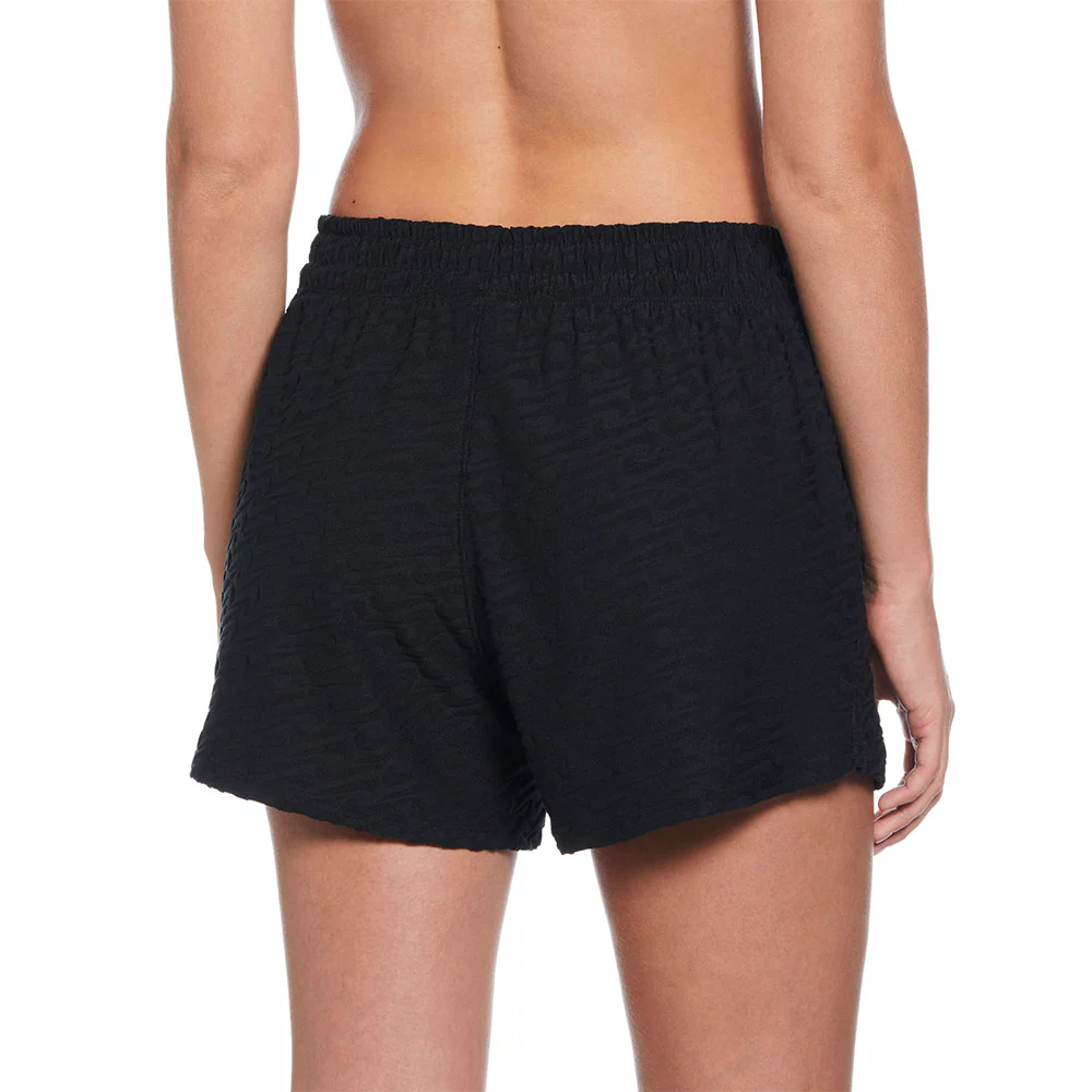 NIKE Swoosh Link Terry Cover-Up Women's Swim Shorts - Black - L (US SIZE)