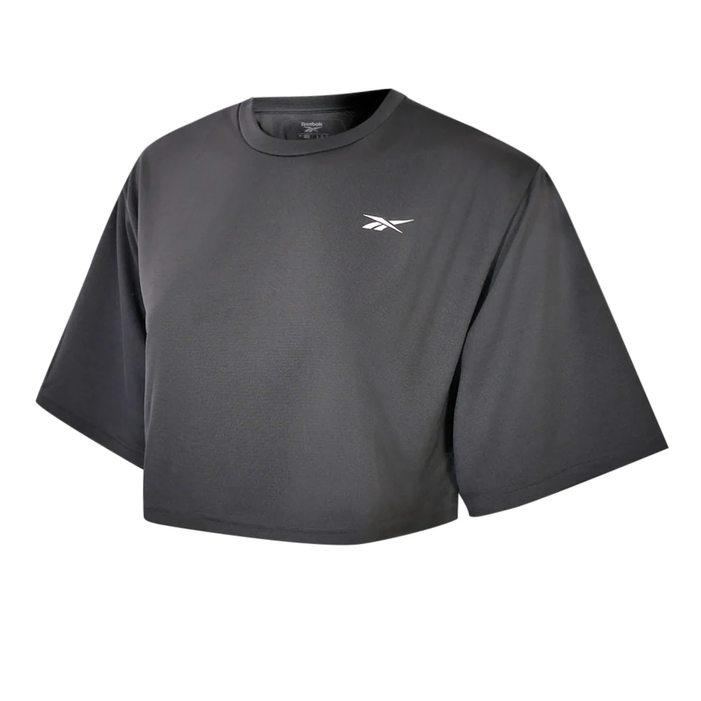 REEBOK ID Basketball Oversize Mesh Crop Women's Training T-Shirt - Black - L (US SIZE)