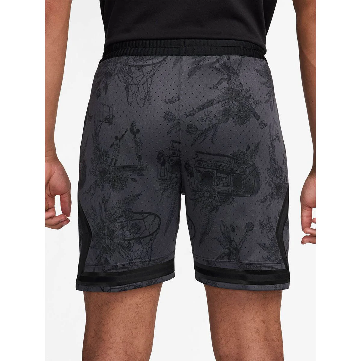 NIKE Jordan Sport Dri-FIT Printed Diamond Men's Basketball Shorts - Black - 2XL (US SIZE)