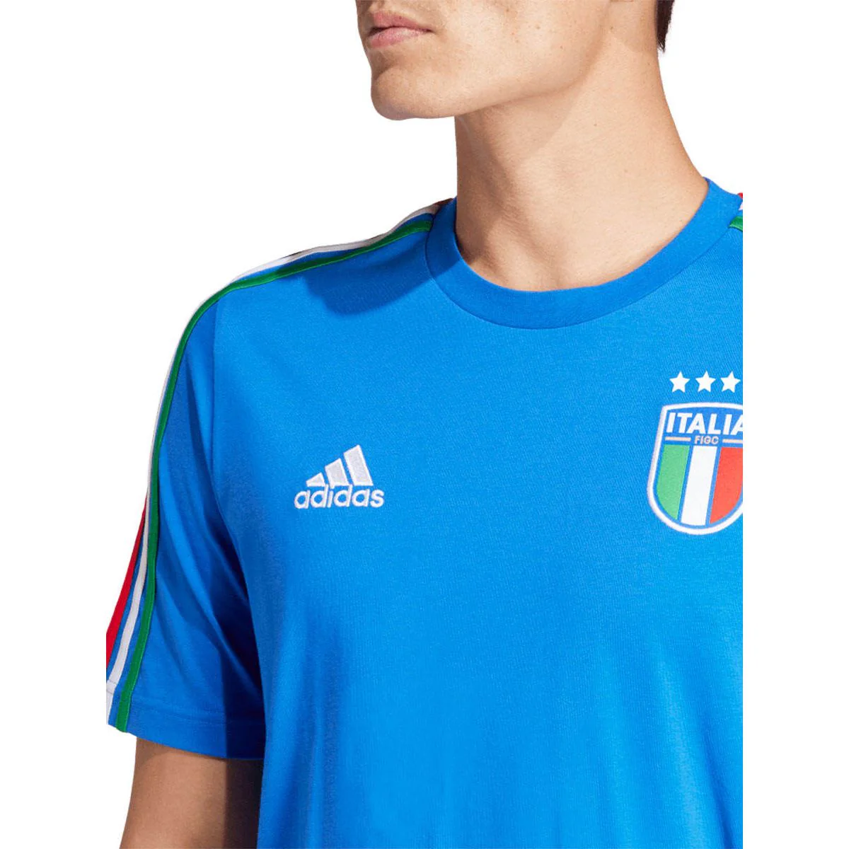 ADIDAS Italy DNA 3-Stripes Men's Football T-Shirt - Blue - 2XL (UK SIZE)