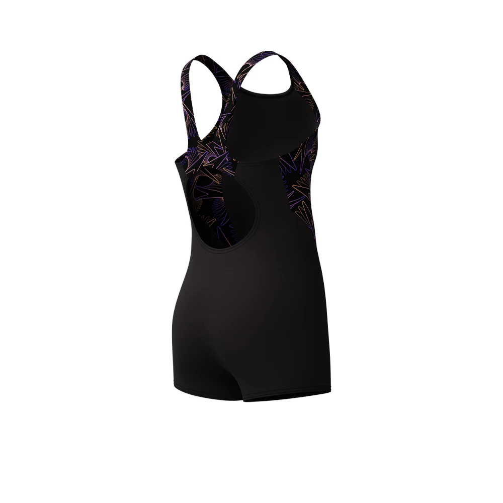 SPEEDO Hyperboom Splice Legsuit Girls Swimsuit - Black - 11-12 YEARS