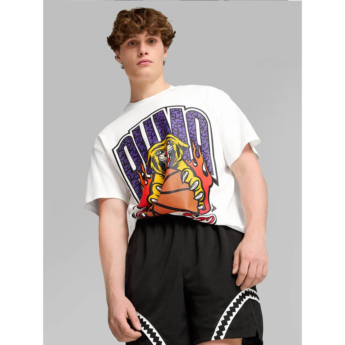 PUMA Crowd Craze 3 Men's Basketball T-Shirt - White - L (UK SIZE)