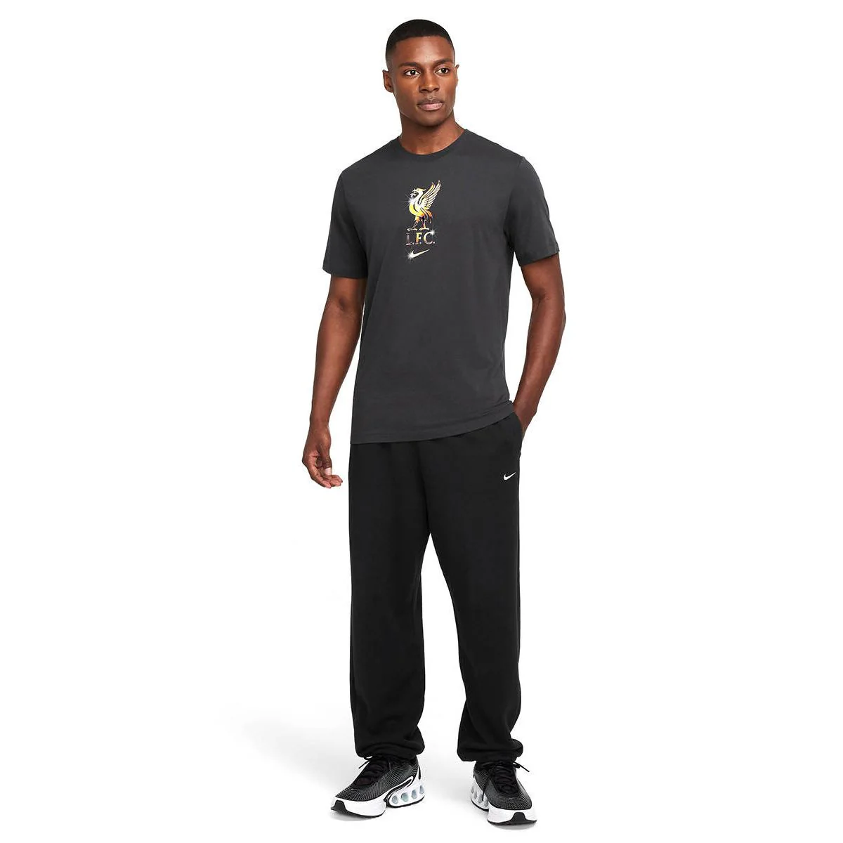 NIKE Liverpool FC Men's Football T-Shirt - Black - 2XL (US SIZE)