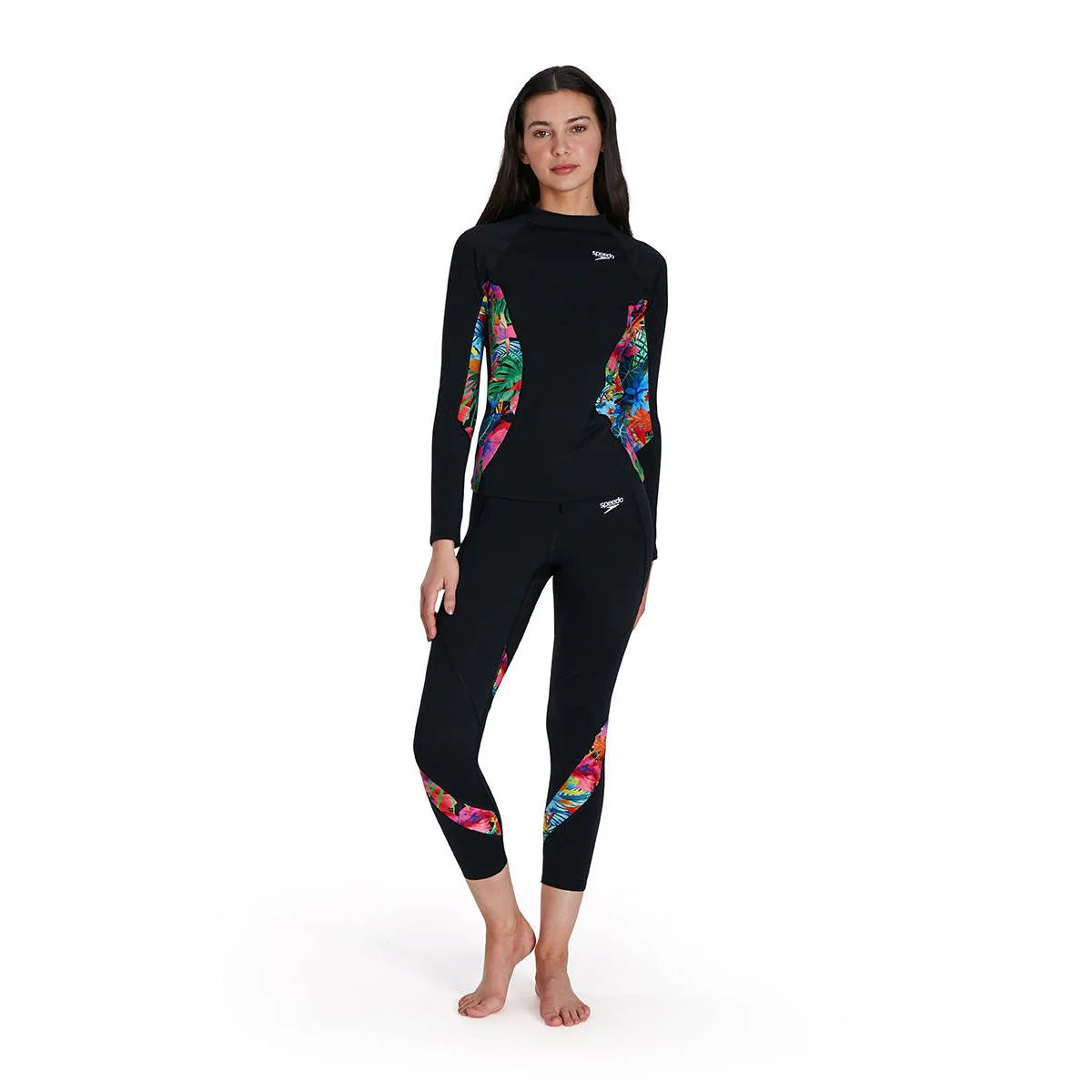 SPEEDO Printed Long Sleeve Women's Rashguard - Black - L (UK SIZE)