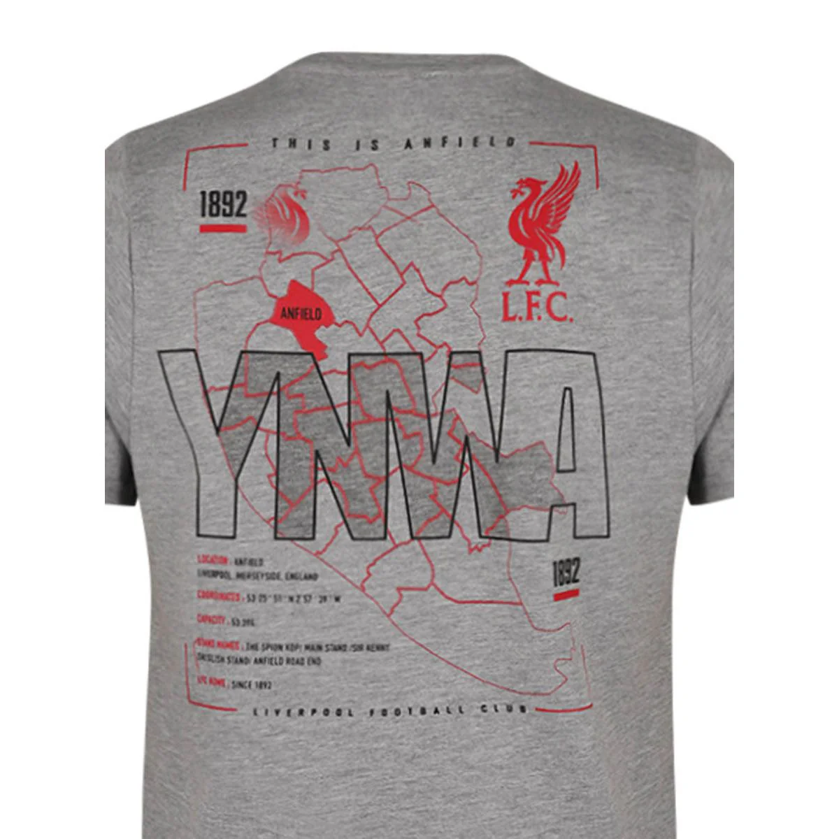 LFC Anfield Map Men's Football T-Shirt - Grey - 2XL (UK SIZE)