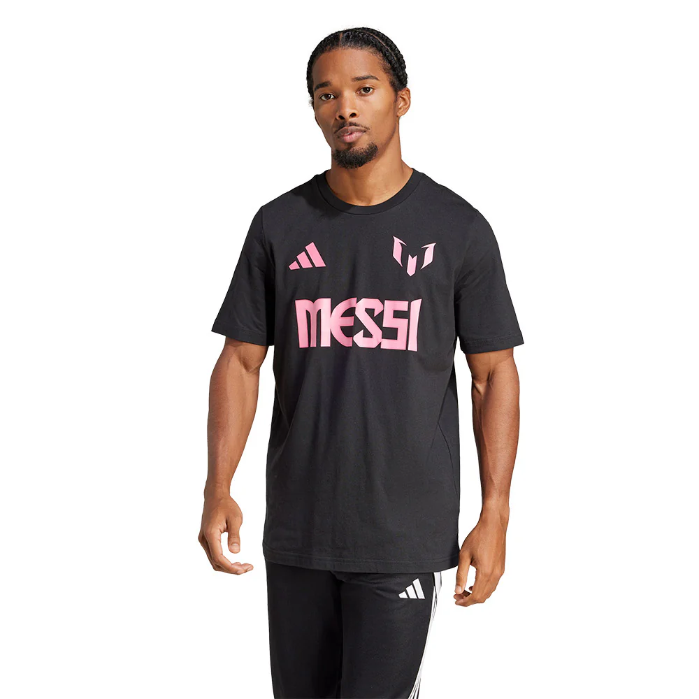 ADIDAS Messi Name and Number Graphic Men's Football T-Shirt - Black - 2XL (UK SIZE)