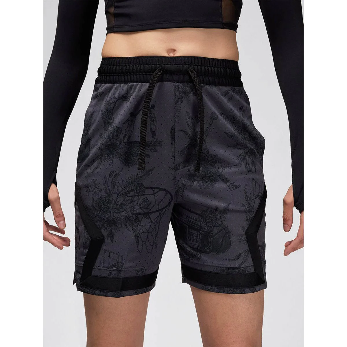 NIKE Jordan Sport Dri-FIT Printed Diamond Men's Basketball Shorts - Black - 2XL (US SIZE)