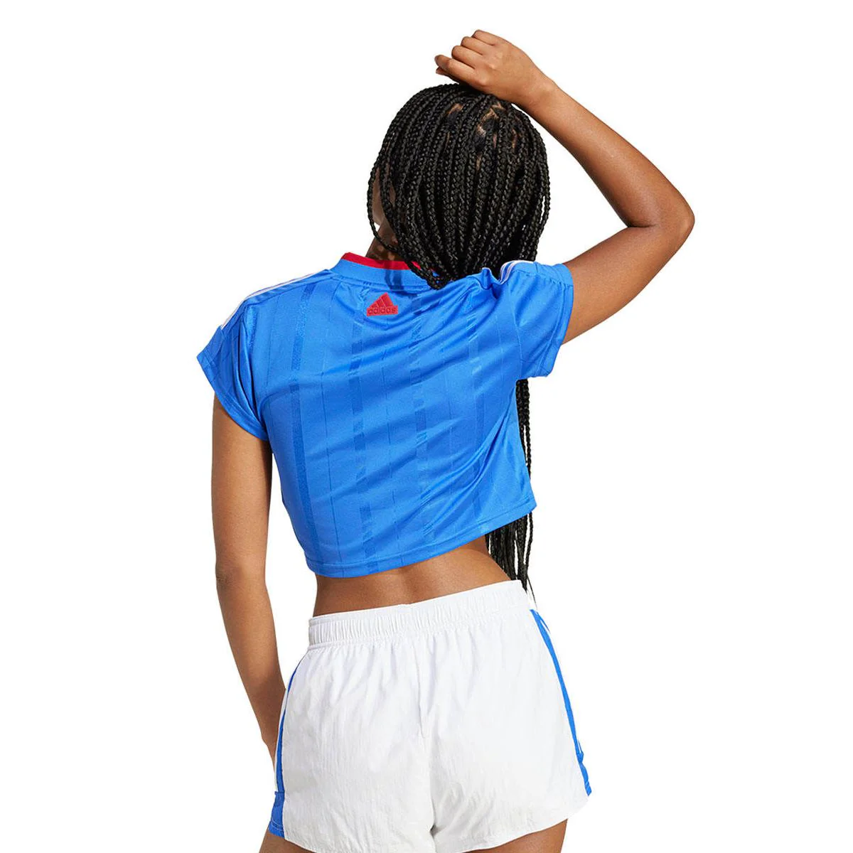 ADIDAS Tiro Cut 3-Stripes Crop Women's Football T-Shirt - Blue - L (ASIAN SIZE)