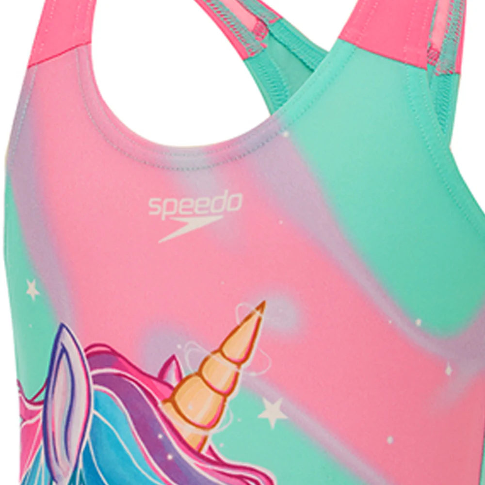 SPEEDO Placement Girls Swimsuit - Multi Color - 12-18 MONTHS