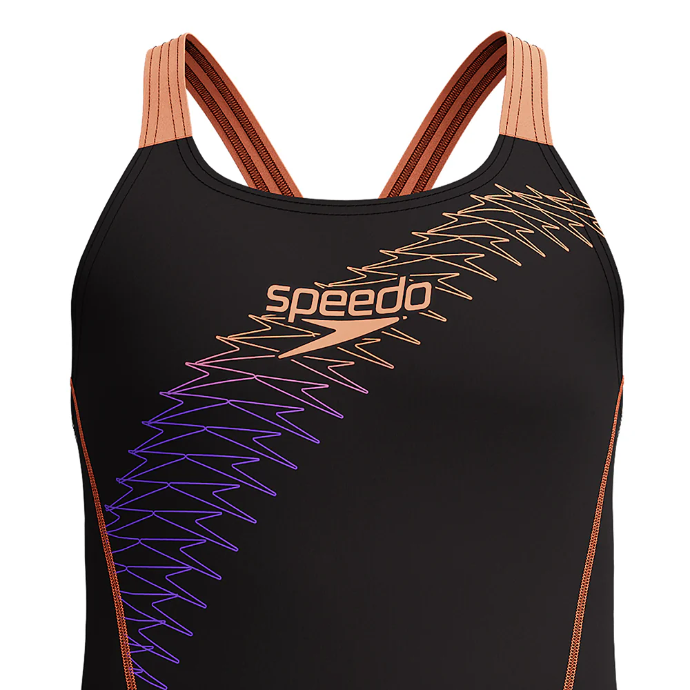 SPEEDO Medley Logo Medalist Girls Swimsuit - Black - 11-12 YEARS