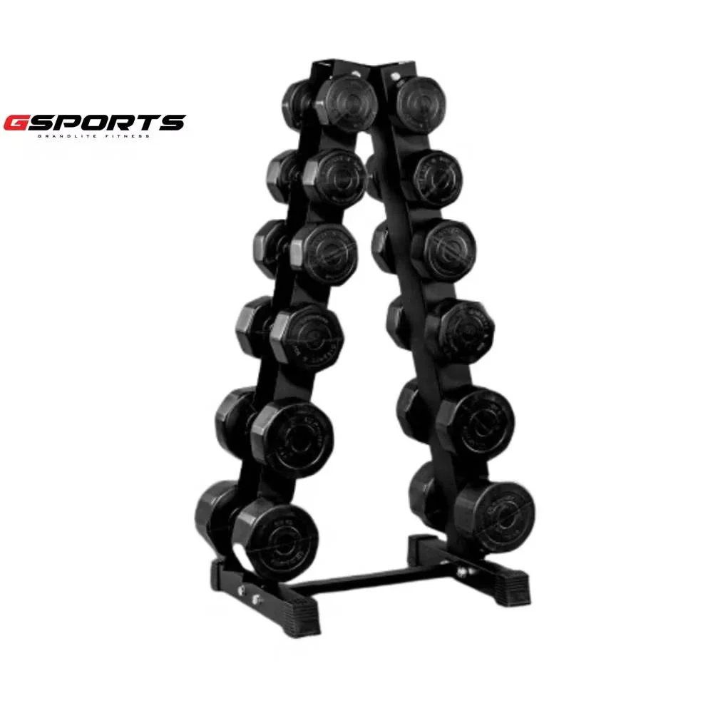 GSPORTS ชุดดัมเบลพร้อมชั้นวาง 72kg 3 4 5 6 8 10 รวม6คู่ สีดำ Dumbbell Set with 6-Pair A-Shaped Rack - Black - One Size