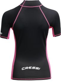 CRESSI Rash Guard Lady Short Sleeve Black/Pink - Black - L